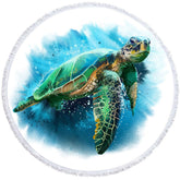 Lofaris Simple Sea Turtle Ocean Summer Round Beach Towel